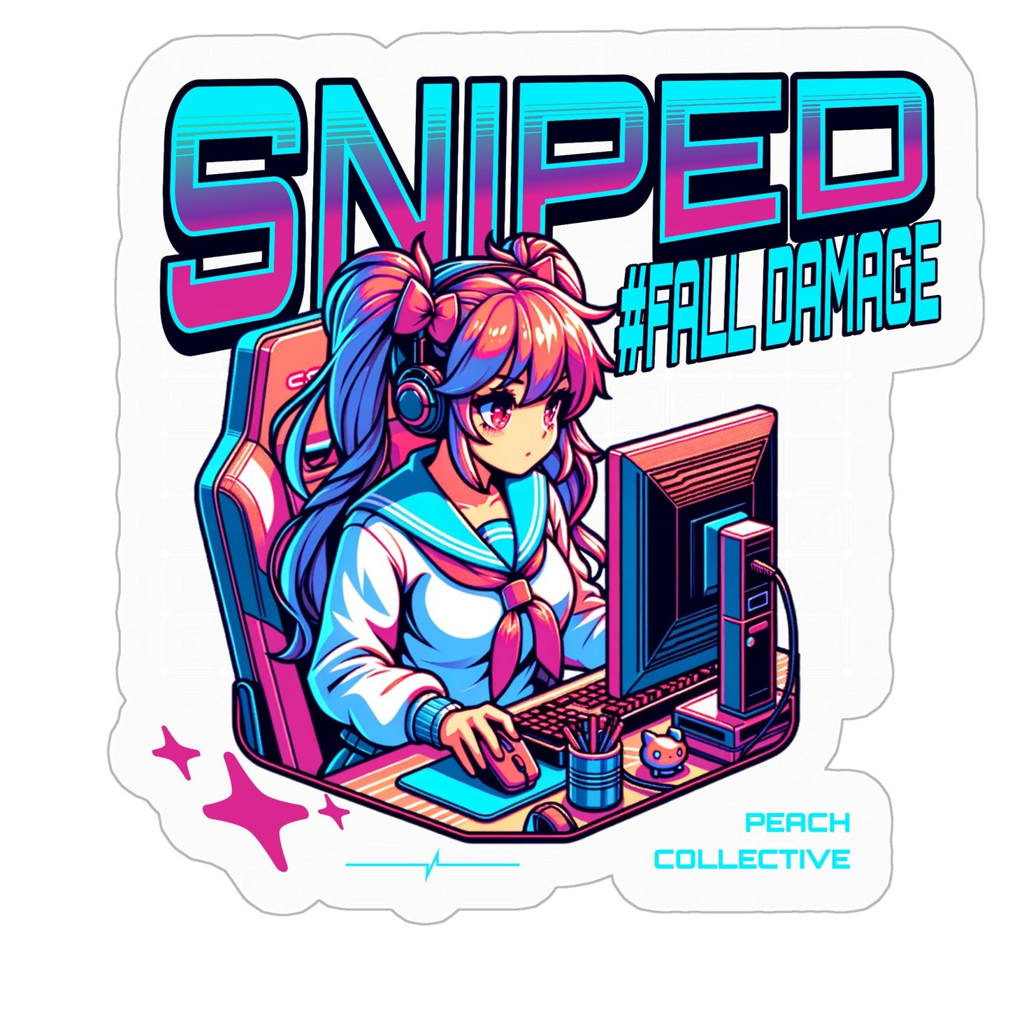 Sniped #Fall Damage Kiss Cut Stickers - 3" x 3"